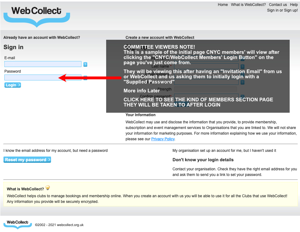 Dummy Web Collect Login with Supplied Password